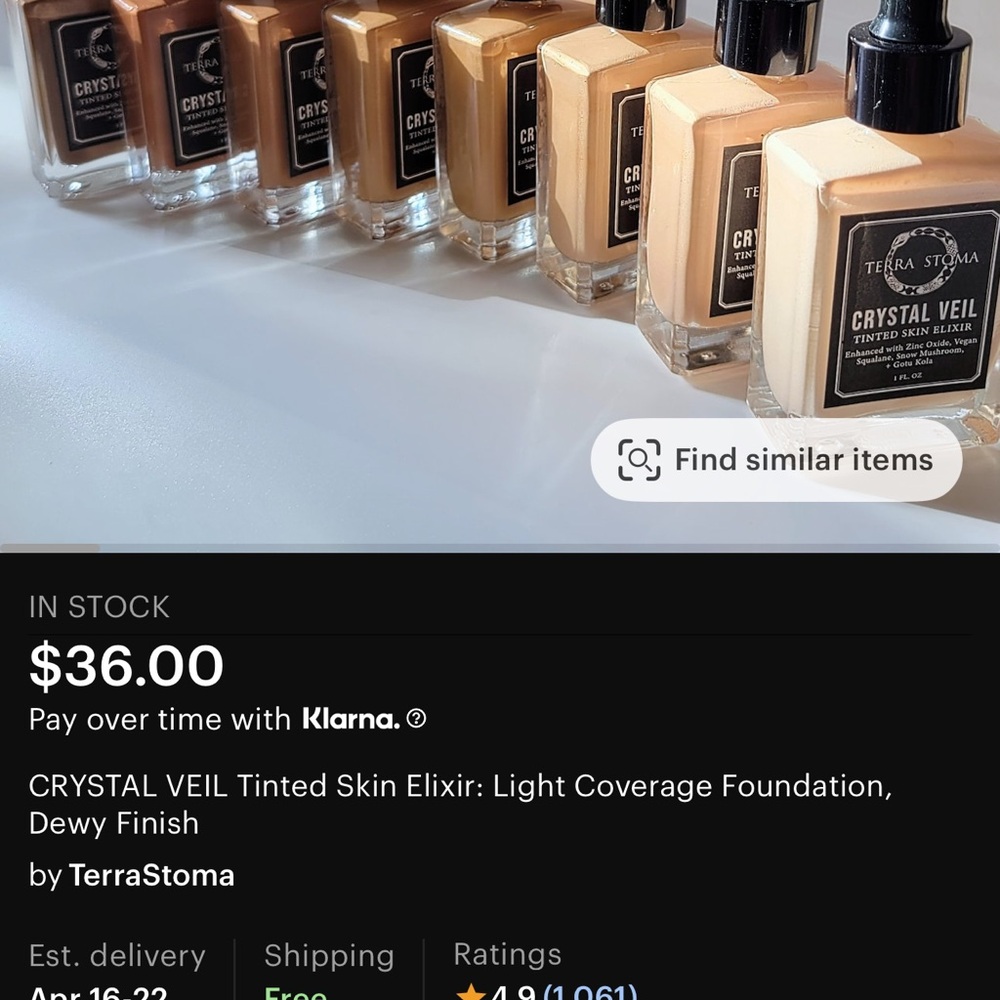TerraStoma Crystal Veil Tinted Skin Elixir - Nude/Beige Shades
